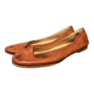 Frye Women’s Carson Ballet Flats Cognac Slip On Leather Shoes Loafers Brown